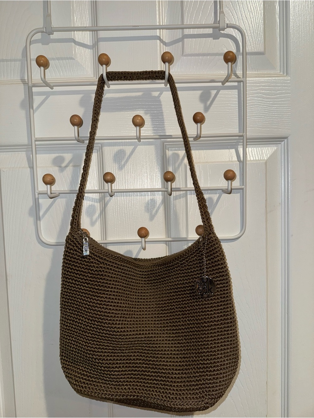 The Sak brown crochet shoulder bag